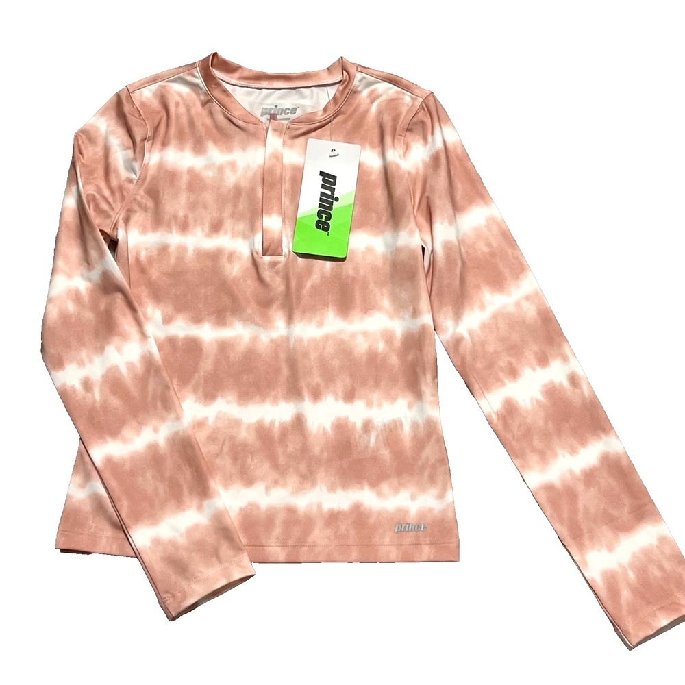 Prince Girls Tennis Shirt XS Pink Wave Long‎ Sleeve UPF 30 Wicking Top Athletic